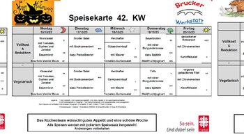 Speiseplan der Brucker Werkstatt KW 40 bis KW 42 - 2023